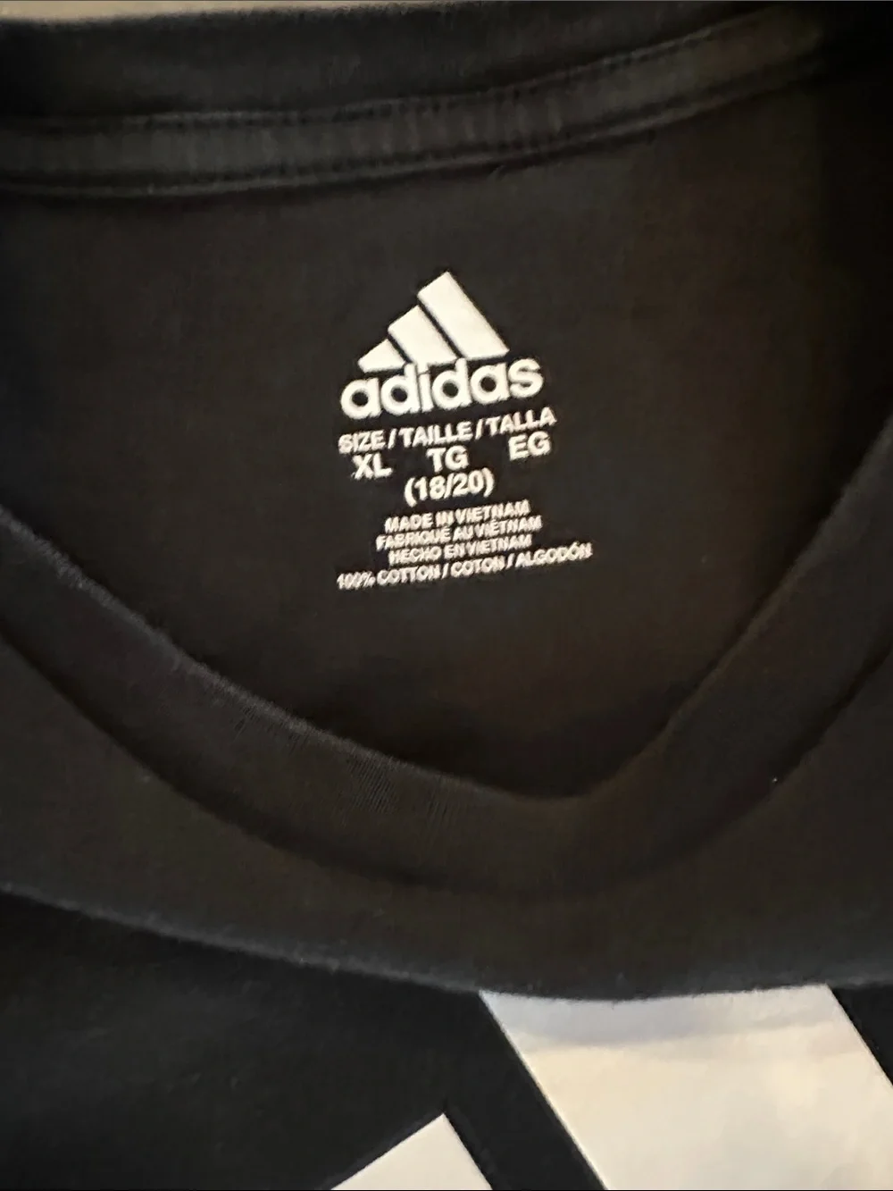 adidas Black Tee with White Trefoil-Style Logo